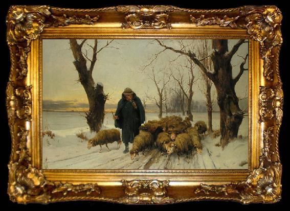 framed  unknow artist Schafer mit seinen Schafen im Schnee, ta009-2
